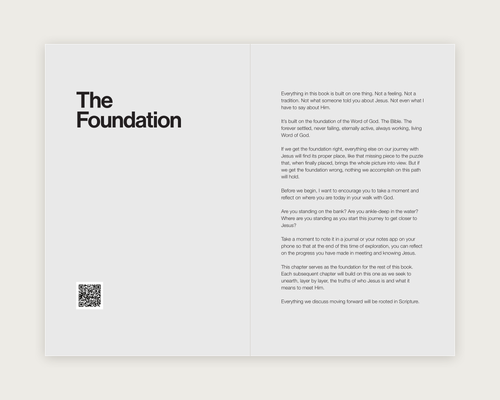 Interior spread: the chapter opening for The Foundation